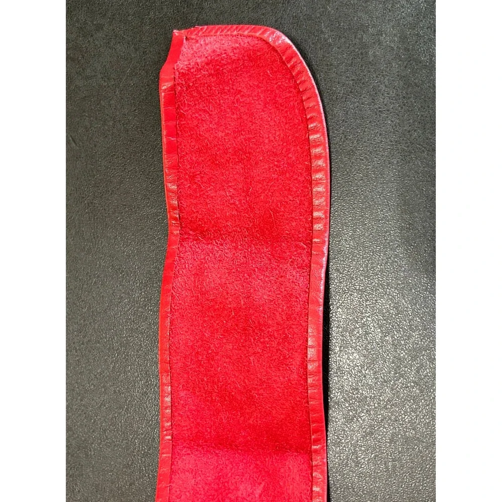 VTG St Michael Leather Belt Women 25-26 XS Red Wide Cinch Waist Sash UK Chic 90s